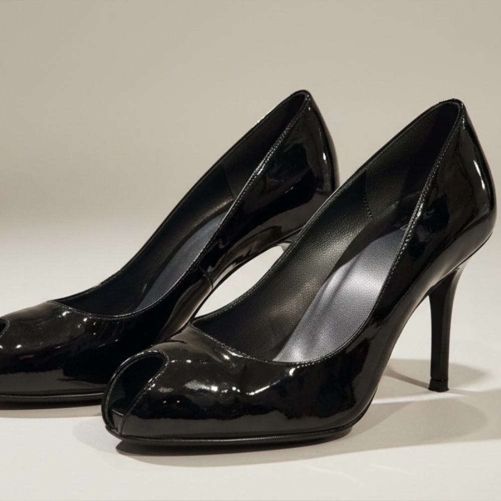 Stuart Weitzman Stuart Weitzman Black Patent Leather Perp Toe Platform Pumps